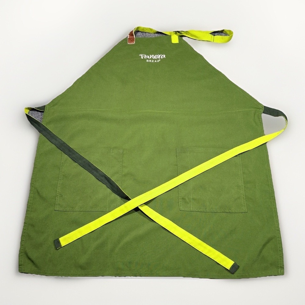 Panera Bread Employee Apron Green Unisex One Size Embroidered Logo Pockets
